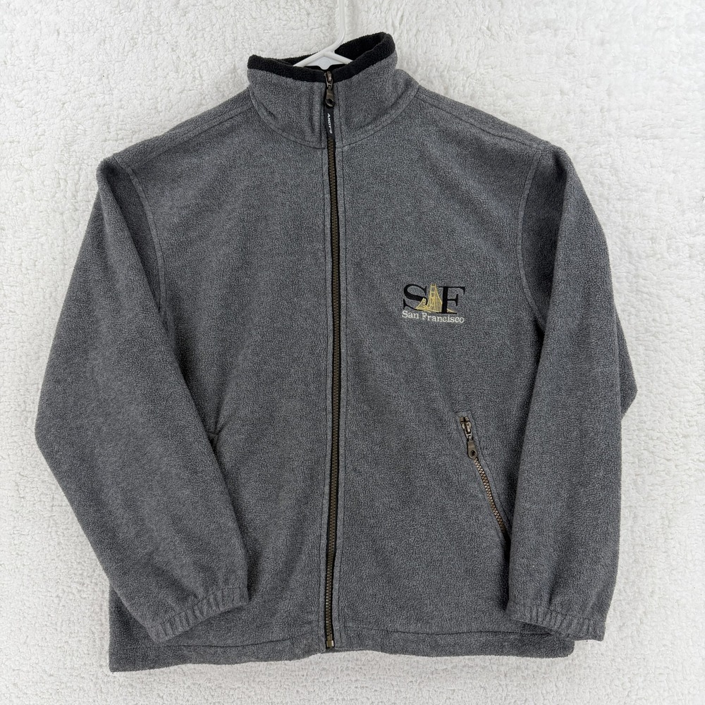 VTG ANDY'S Jacket Mens Small Gray Fleece Full Zip SF San Francisco Embroidered
